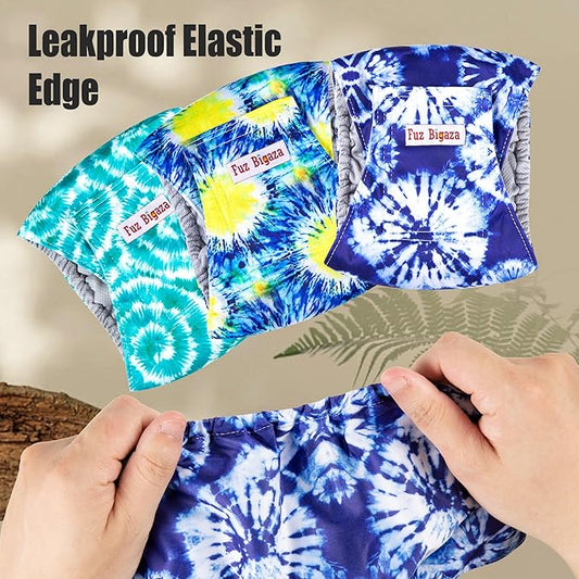 Male Dogs Diapers Belly Bands(3Pack), Washable Reusable Male Boy Doggy Wraps Panties for Doggie Puppy Pooping Potty Training Incontinence Marking Pañal para Perro Black Large Tie Dye - PAWPICO