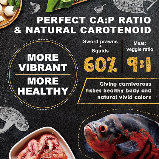 Ultra Fresh Cichlid Sinking Fish Food, Wild Sword Prawns, All Natural Ingredients, Carnivore Pellets for Large Cichlid and Tropical Fish, Royal Cichlid Premium Pellet 16 oz UltraFresh-ShrimpDelight