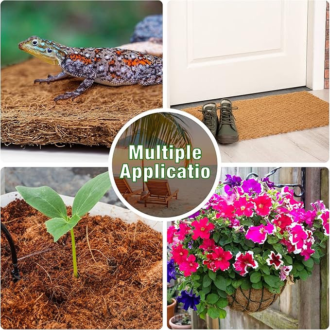 ZeeDix 10 Pieces Reptile Carpet- 12 x 12 inches Natural Coconut Fiber Pet Mat Tortoise Carpet Mat Coco Fiber Substrate Liner Pet Terrarium Liner for Lizard Turtle Snake Gecko Bearded Dragon ZeeDix