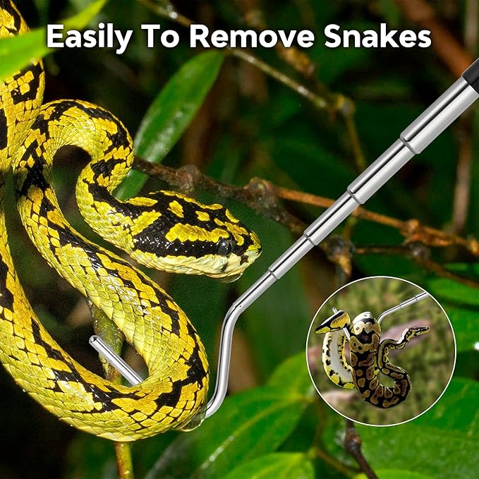 Mini Snake Hook, Stainless Steel Portable Retractable Reptile Hook, Grabber Kit Outdoor Rattlesnake Reptile Handling Tool (2 Pieces) Northspoor