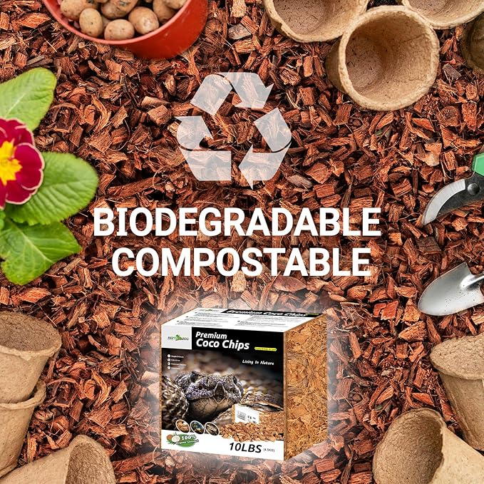 REPTI ZOO 72 Quart Reptiles Coconut Chip Substrate, Coco Husk Reptiles Bedding for Ball Python, Snakes, Geckos, Lizards, Tortoises, Frogs | Terrarium Tanks Substrate REPTIZOO