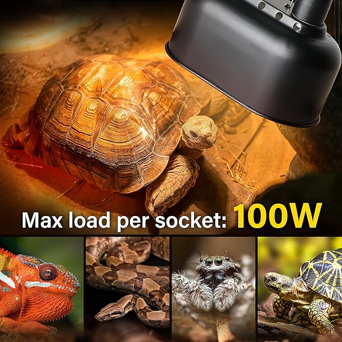 Simple Deluxe Dual Dome Reptile Light Fixture with Separate Switches, Fits Max 100W Reptile Heat Lamp/UVB Light, for Amphibians Terrarium and Tortoise Habitat SimpleDeluxe