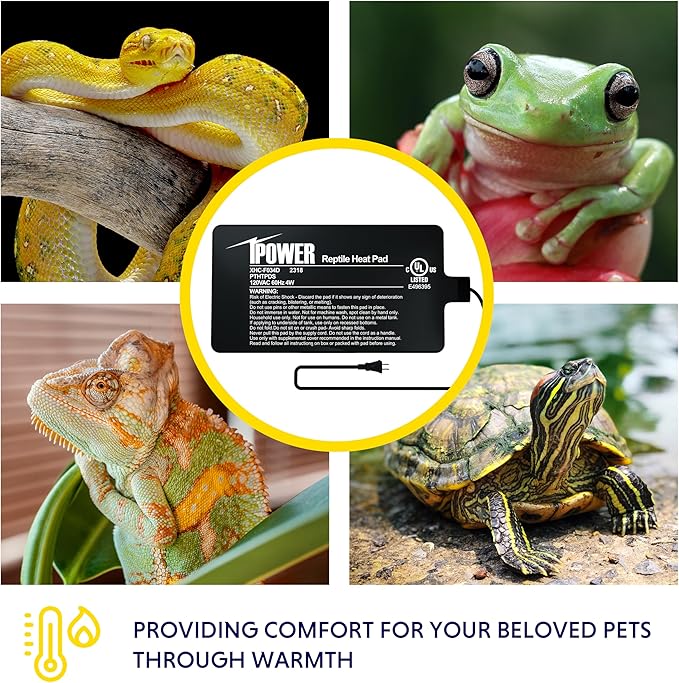 iPower 4 by 7-Inch 4W Reptile Heat Mat, LCD Digital Aquarium Thermometer, Under Tank Warmer Terrarium Heat Pad for Turtles Lizards Frogs and Other Small Animals, Multi Sizes iPower