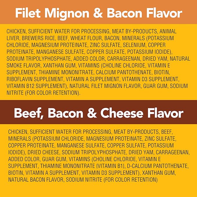 PEDIGREE CHOPPED GROUND DINNER Adult Canned Soft Wet Dog Food, Variety Pack, Filet Mignon & Bacon Flavor and Beef, Bacon & Cheese Flavor, (12) 13.2 oz. Cans - PAWPICO