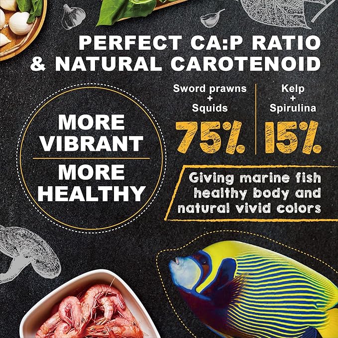 Ultra Fresh Marine Fish Food, 75% Sword Prawns + Squids, Natural Protein, Color Enhancement, for Large Saltwater Fish, Marine Shrimp Patties L 2.12oz UltraFresh-ShrimpDelight