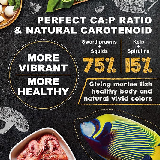 Ultra Fresh Marine Fish Food, 75% Sword Prawns + Squids, Natural Protein, Color Enhancement, for Large Saltwater Fish, Marine Shrimp Patties L 2.12oz UltraFresh-ShrimpDelight