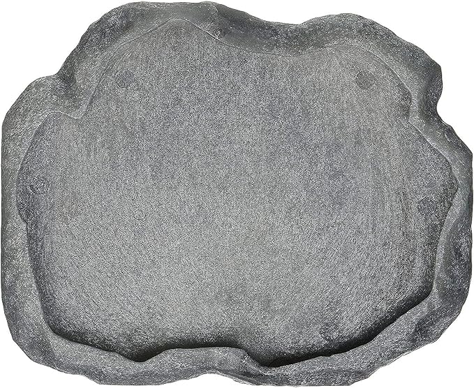 Zoo Med Reptile Rock Food Dish, Medium, 7.25"l x 6"w x 0.75"h, Colors may vary Black ZooMed