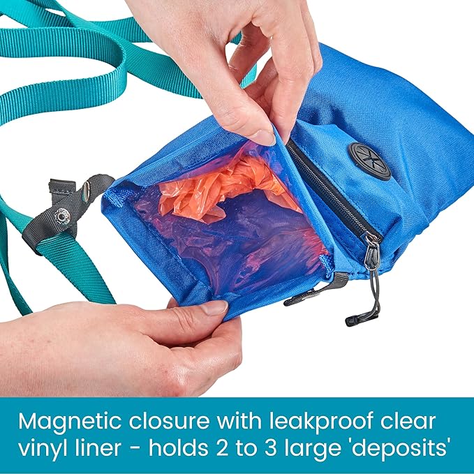 High Road Dog Waste Bag Holder for Used Bags with Poo Bag Dispenser, Odor Blocking Leakproof Liner and Reflective Band for Dog Walking and Hiking - PAWPICO