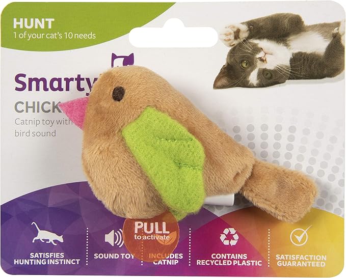 SmartyKat Chickadee Chirp Electronic Sound Cat Toy, Contains Catnip, Battery Powered - Light Brown, One Size - PAWPICO