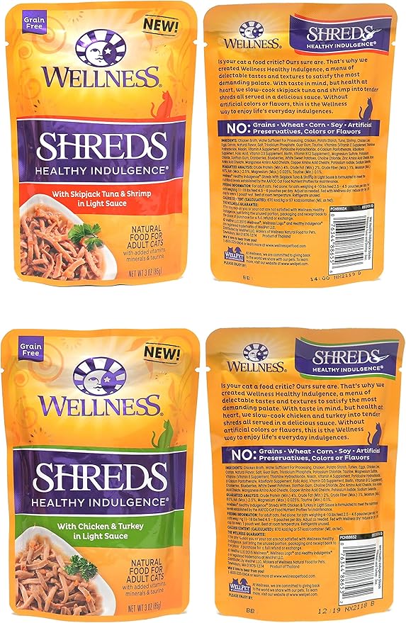 Wellness Healthy Indulgence Wet Cat Food Pouch Variety Pack, 10 Flavors, 3-Ounces Each (10 Pack) - PAWPICO