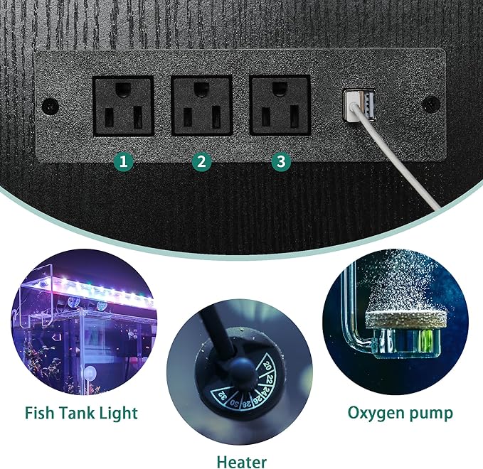YITAHOME 90-120 Gallon Reptile Tank Stand with Power Outlet & LED Light, Heavy Duty Aquarium Stand with Accessories Storage Cabinet - Metal Fish Tank Stand for Turtle, Reptile, 2000LBS Capacity, Black YITAHOME