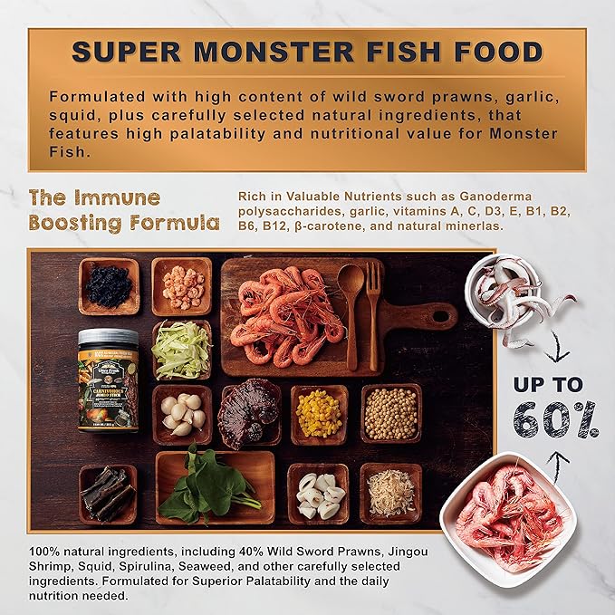 Ultra Fresh Monster Fish Food, Wild Sword Prawns, Floating Sticks for Oscars, Bass, Large Cichlids and Tropical Fish, Carnivorous Jumbo Stick 3.53 oz UltraFresh-ShrimpDelight
