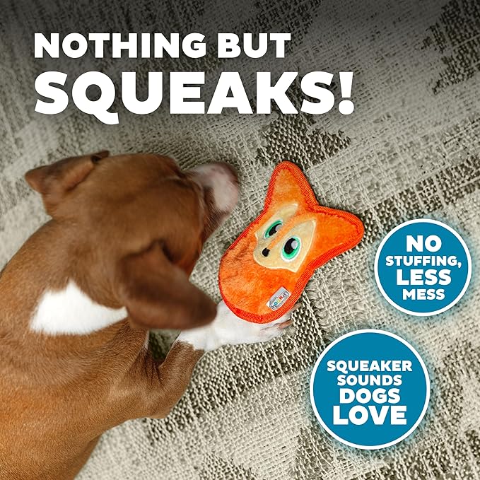 Outward Hound Durablez Tough Plush Squeaky Dog Toy, Fox, Orange, XS - PAWPICO