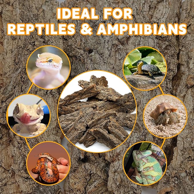BNOSDM Reptile Terrarium Bark Substrate Bedding Tortoise Natural Cork Bark Reptile Climbing Mat Habitat Decor for Lizard Snake Spiders Hermit Crabs Tarantula Geckos Bearded Dragons (1.4 LB) BNOSDM