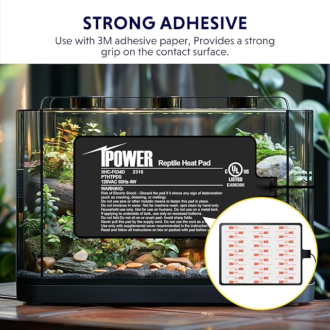 iPower 4 by 7-Inch 4W Reptile Heat Mat, LCD Digital Aquarium Thermometer, Under Tank Warmer Terrarium Heat Pad for Turtles Lizards Frogs and Other Small Animals, Multi Sizes iPower