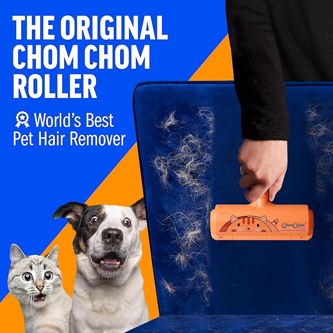 Chom Chom Roller Pet Hair Remover - ChomChom Reusable Cat and Dog Lint Rollers for Furniture, Couch, Car, and Clothes - Limited Cat Edition - PAWPICO