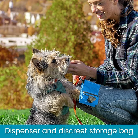 High Road Dog Waste Bag Holder for Used Bags with Poo Bag Dispenser, Odor Blocking Leakproof Liner and Reflective Band for Dog Walking and Hiking - PAWPICO