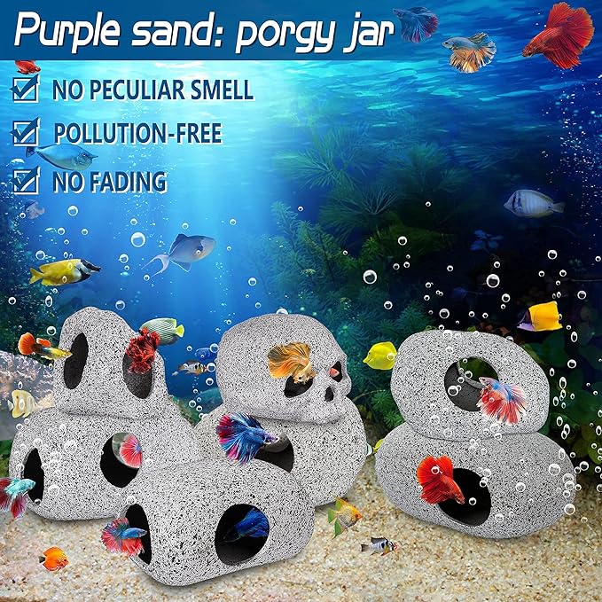 Aquarium Decorations Cave Fish Tank Accessories Rock Decor for Shrimp Cichlid Hiding Breeding Small Fish Bowl Hide Decoration Betta Toys Hideout Stones House(Small) Ameliade