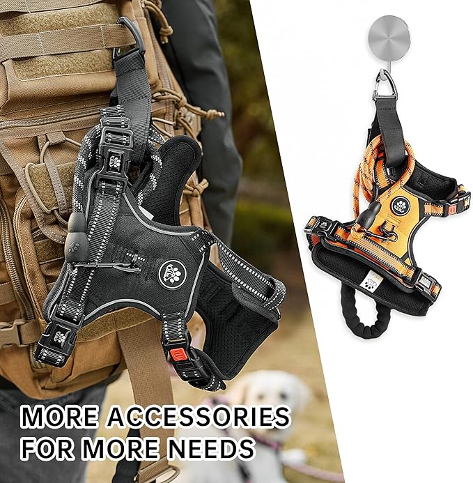 NESTROAD No Pull Dog Harness,Adjustable Oxford Dog Vest Harness with Leash,Reflective No-Choke Pet Harness with Easy Control Soft Handle for Small Dogs(Small,Orange) NESTROAD