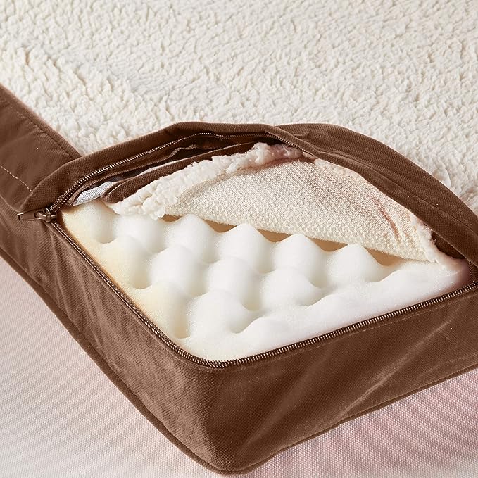 Happy Hounds Oscar Rectangle Orthopedic Foam Sherpa Dog Bed, Extra Small (24 x 18 in.), Mocha - PAWPICO