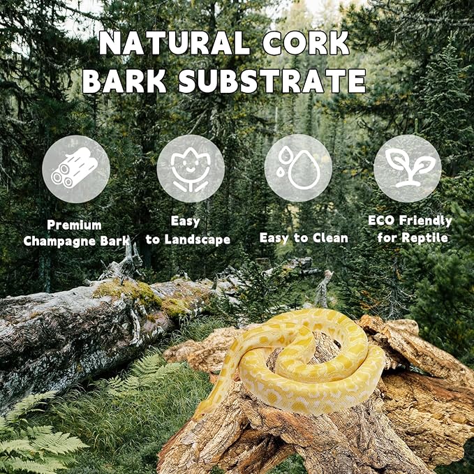 BNOSDM Reptile Terrarium Bark Substrate Bedding Tortoise Natural Cork Bark Reptile Climbing Mat Habitat Decor for Lizard Snake Spiders Hermit Crabs Tarantula Geckos Bearded Dragons (1.4 LB) BNOSDM