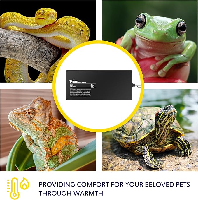 iPower 8 by 18-Inch 24W Reptile Heat Mat, LCD Digital Aquarium Thermometer, Under Tank Warmer Terrarium Heat Pad for Turtles Lizards Frogs and Other Small Animals, Multi Sizes iPower