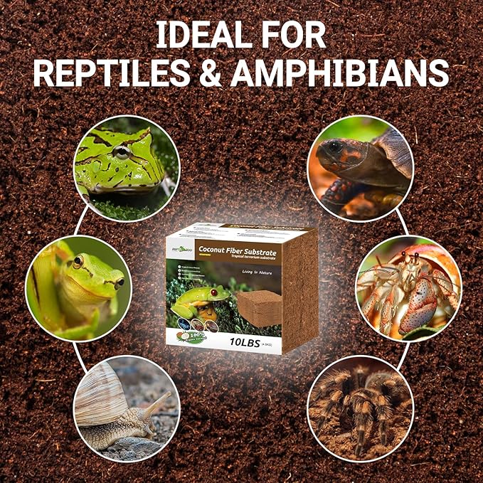 REPTI ZOO Reptile Coconut Fiber Substrate 72 Quart, Reptile Bedding Coco Coir Brick for Turtle, Hermit Crab, Spider, Frog | 100% Organic | Odor Absorption REPTIZOO