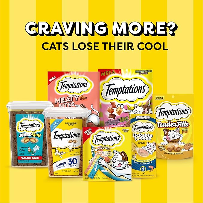 Temptations Creamy Puree with Cheese Lickable, Squeezable Cat Treats, 0.42 oz Pouches, 16 Count Temptations