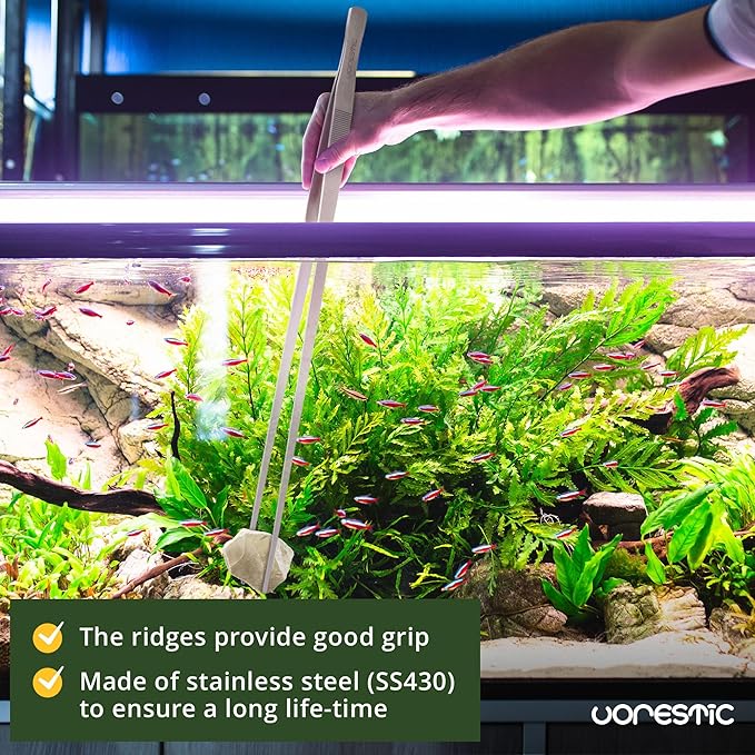 Heavy Duty Aquarium Tweezers Extra Long 24 Inch, Straight Aquarium Plant Tweezers, Long Tweezers for Terrarium and Aquarium, Aquarium Tongs, Long Tweezers for Plants VORESTIC