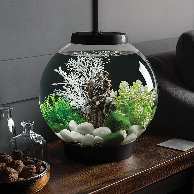 biOrb Classic 15 Acrylic 4-Gallon Aquarium with Multi-Color Remote-Controlled LED Lights Modern Compact Tank for Tabletop or Desktop Display, Black biOrb
