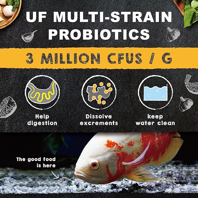 Ultra Fresh Cichlid Sinking Fish Food, Wild Sword Prawns, All Natural Ingredients, Carnivore Pellets for Large Cichlid and Tropical Fish, Royal Cichlid Premium Pellet 16 oz UltraFresh-ShrimpDelight