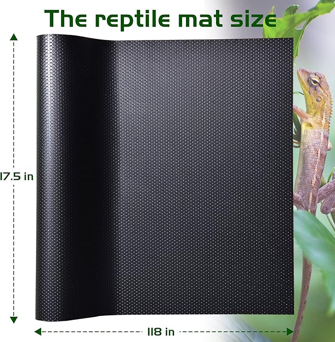 Bearded Dragon Tank Accessories,Reptile Substrate for Terrarium,Reptile Terrarium Liner Bedding,Durable and Dirt Resistant Reptile Carpet,Suitable for Gecko,Tortoise,Snake, 17.5X118 inches KUNBEIEN