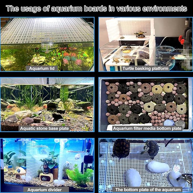4 Aquarium lid Hood Fish Tank top Cover Terrarium lid Plastic Grid Panel Egg Crate Grate 6 Aquarium Glass Cover Board Clip Weramics
