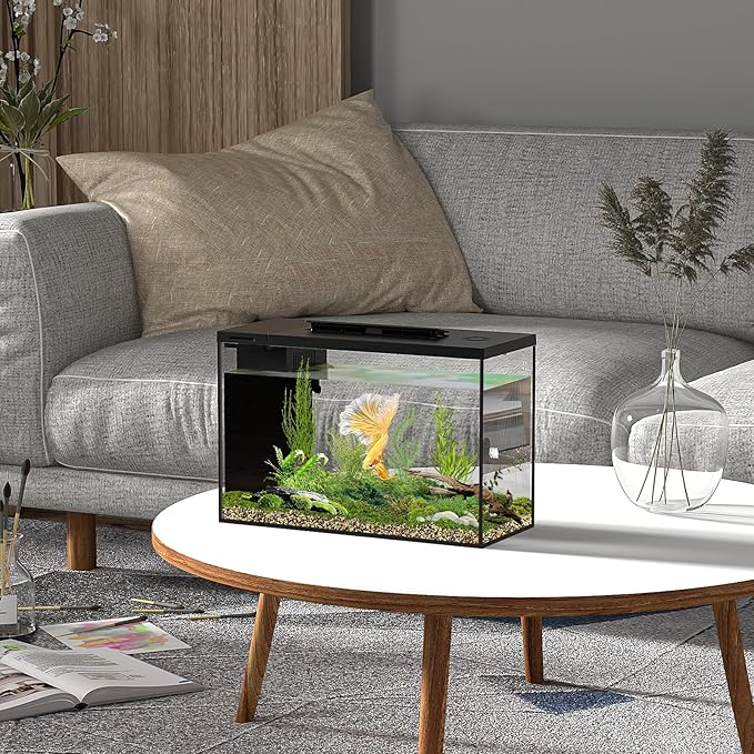 4.5 Gallon Betta Fish Tank self Cleaning, Aquarium kit Smart Aquarium That Supports Bluetooth, Small Fish Tank with Filter Light Water Pump, Fish Tank Starter Kits Fish Bowl (Aquarium) ERAARK