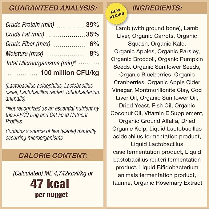 Primal Freeze Dried Raw Dog Food Nuggets, Lamb, Complete & Balanced Meal, Also Use as Topper or Treat, Premium, Healthy, Grain Free, High Protein Raw Dog Food, 14 oz PrimalPetFoods