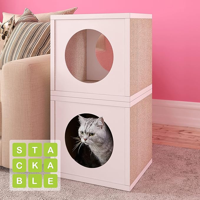Way Basics Cat Scratching Post House Cube Scratcher (Tool-Free Assembly) - PAWPICO