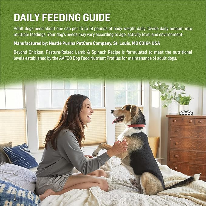 Purina Beyond Grain Free, Natural Pate Wet Dog Food, Grain Free Chicken, Lamb & Spinach Recipe - (12) 13 oz. Cans - PAWPICO
