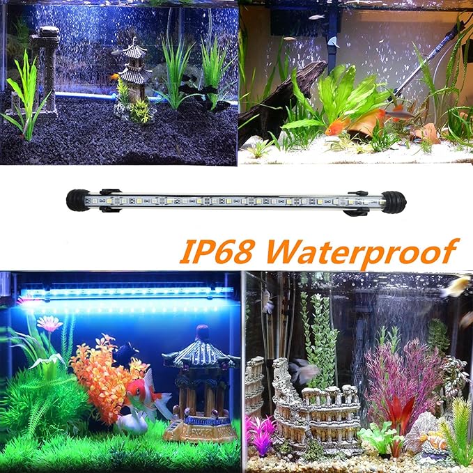 15 inches LED Aquarium Light, 2.5W Fish Tank Light Underwater Light Submersible Crystal Glass Lights, 21 LED Beads 12 Colors 19 Modes Brightness Adjustable Memory Function IP68 Waterproof COVOART