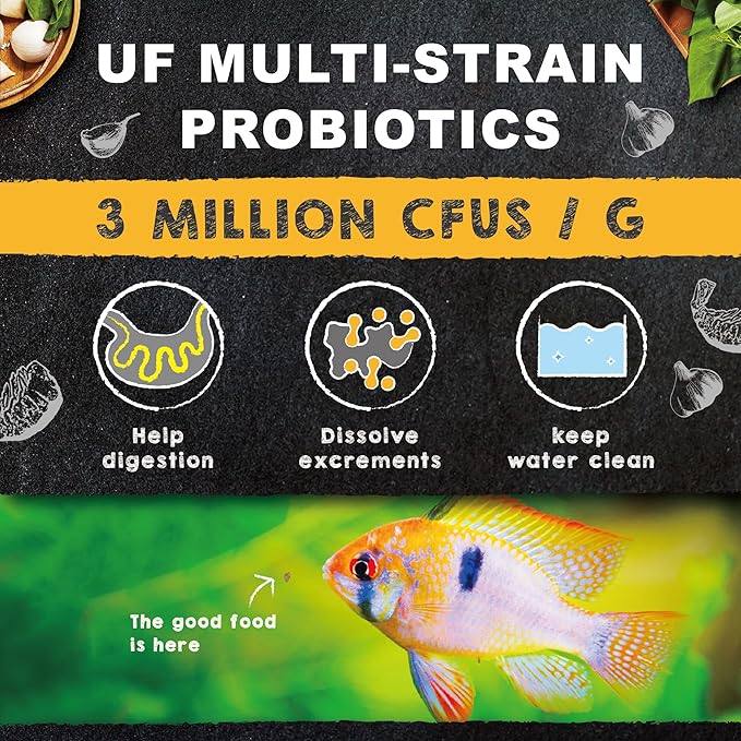 Ultra Fresh Tropical Fish Food, Wild Sword Prawn, Natural Color Enhancement, Slow Sinking Pellet for Discus, Angelfish, Medium Sized Cichlids and Fish, Tropical Excellent Bits 4.6 oz UltraFresh-ShrimpDelight