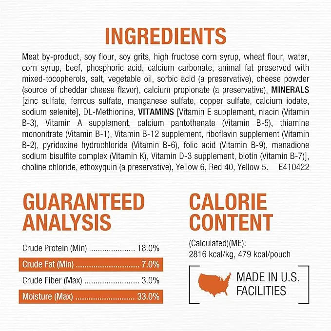 Purina Moist and Meaty Burger With Cheddar Cheese Flavor Dry Soft Dog Food Pouches - 36 ct. Pouch - PAWPICO