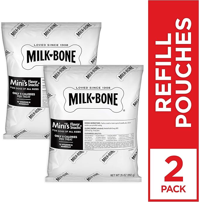 Milk-Bone Mini's Flavor Snacks Dog Treats Bundle: 36 Ounce Canister + 2 Refill Packs - PAWPICO