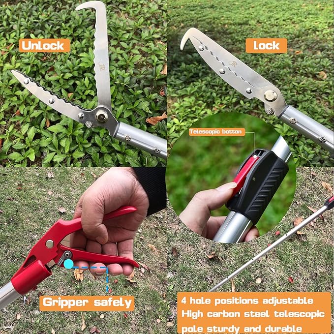 7.3ft Snake Catcher Tongs Grabber Professional Traps Stick Heavy Duty Auminum Alloy Pick-up Handing Tools SYFRLLC