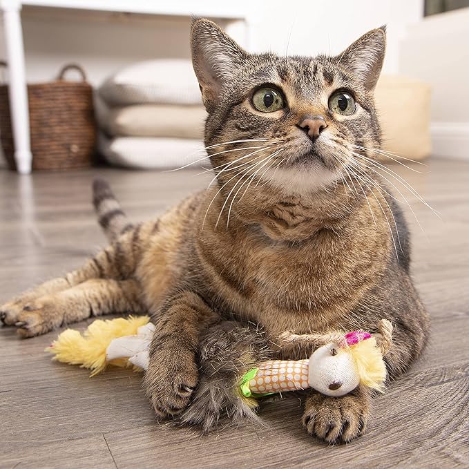 Petlinks HappyNip Loopy Llama Plush Cat Toy, Contains Silvervine & Catnip - Yellow, One Size - PAWPICO