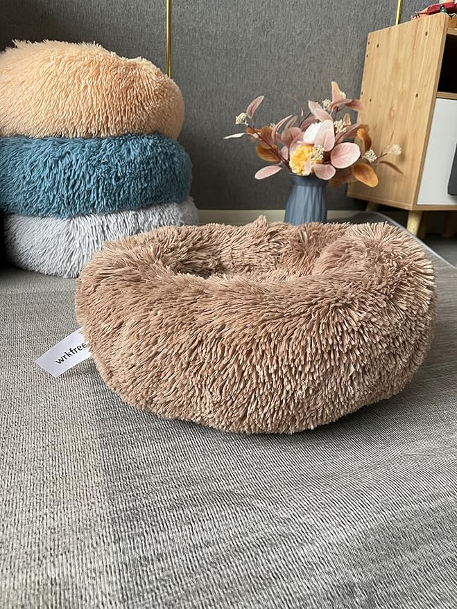 Tiny Dog Bed Fluffy Puppy Bed Washable Donut Anti Slip 15 Inches - PAWPICO