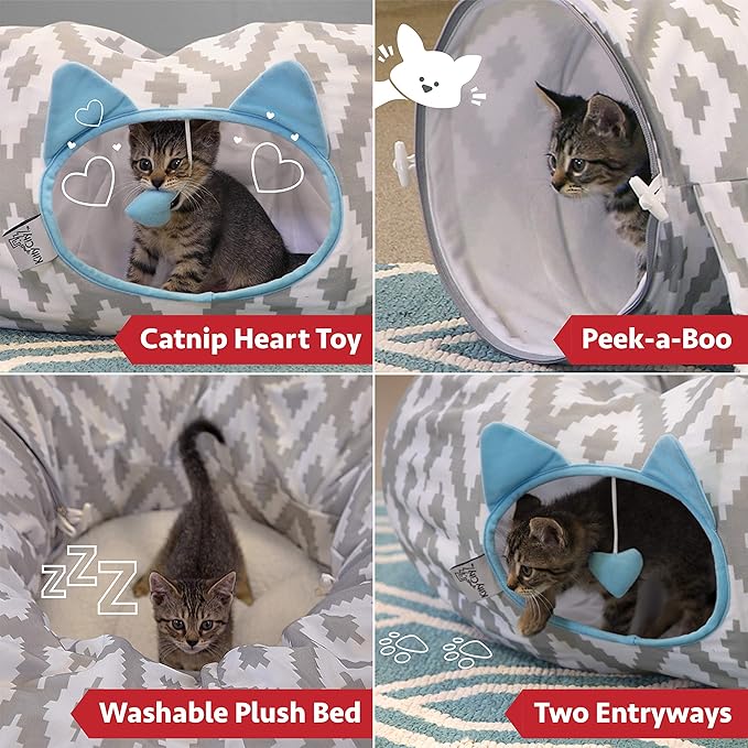 Kitty City Large Cat Tunnel Bed, Cat Bed, Pop Up Bed, Cat Toys, White - PAWPICO