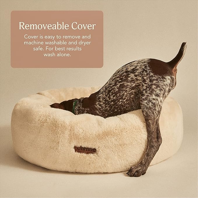 UnHide Floof Pet Bed - XL (40"x14") - Extra Soft Dog Bed - Removable Faux Fur Cover - Machine Washable - Helps Ease Pet Anxiety & Provides The Perfect Sleep, Taupe Ducky - PAWPICO