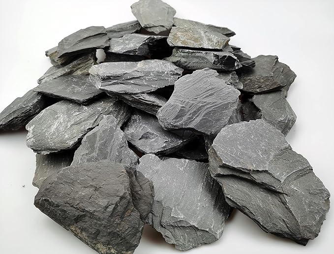 Voulosimi Natural Slate Rocks PH Neutral Stone Perfect Rocks for Aquariums, Landscaping Model,Tank Decoration,Amphibian Enclosures (7.5 LB, 5-7 inch) Voulosimi