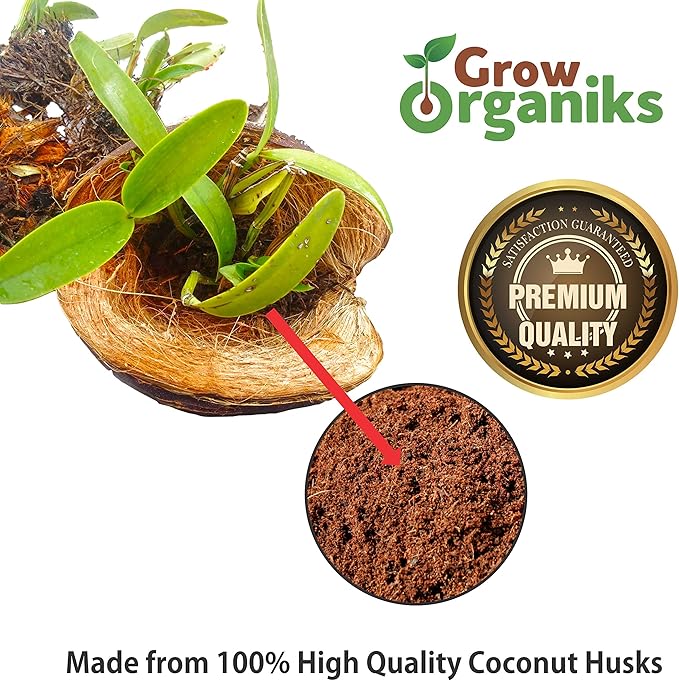 2 Pack Premium Coco Coir Brick for Plants | 100% Organic Compressed Coconut Coir Bricks Starting Mix, Coco Coir Fiber Coconut Husk for Planting, Gardening, Potting Soil Substrate, Herbs, 1.4 LB/Brick Grow+Organiks