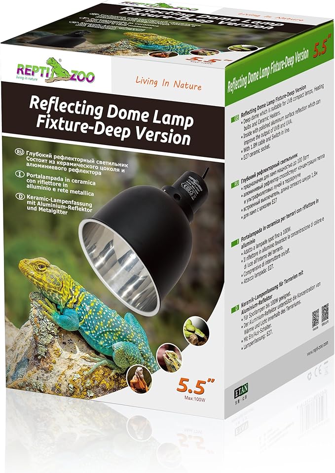 REPTI ZOO 5.5 Inch Deep Dome Lamp Cap Lamp Fixture,Optical Reflection Cover for Reptile Glass Terrariums REPTIZOO