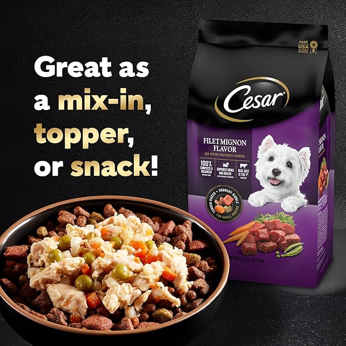 CESAR SIMPLY CRAFTED Adult Wet Dog Food Meal Topper, Chicken, Carrots, Potatoes & Peas, 1.3oz., Pack of 10 - PAWPICO